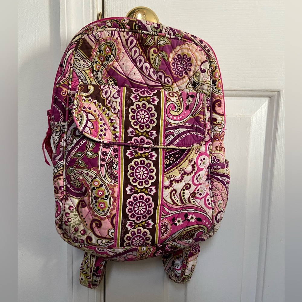 Vera Bradley Retired Very Berry Paisley Quilted Backpack.